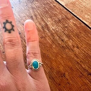 Sterling Silver Mini Ring oval turquoise